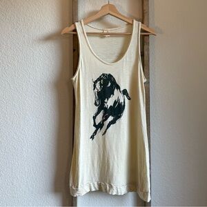 InWear Ivory Horse Graphic Boho Style Tank Tunic Sz: Med